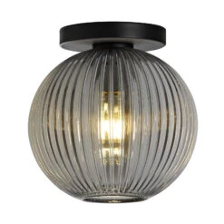 Plafonnier Loft En Verre Fumé, à Une Lampe, Rond