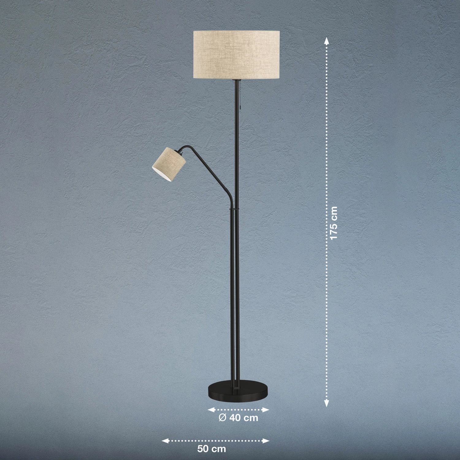 Lampadaire Lotti Avec Liseuse, Abat-jour En Tissu 6 Lampadaire Lotti Avec Liseuse, Abat-jour En Tissu – Image 4