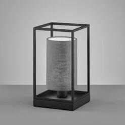 Lampe à Poser Gilli Avec Abat-jour En Lin Gris