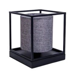 Lampe à Poser Beta En Métal Abat-jour Tissu Gris 19 Lampe à Poser Beta En Métal Abat-jour Tissu Gris -Sélectionnez Les Magasins D'Éclairage 10010414 8