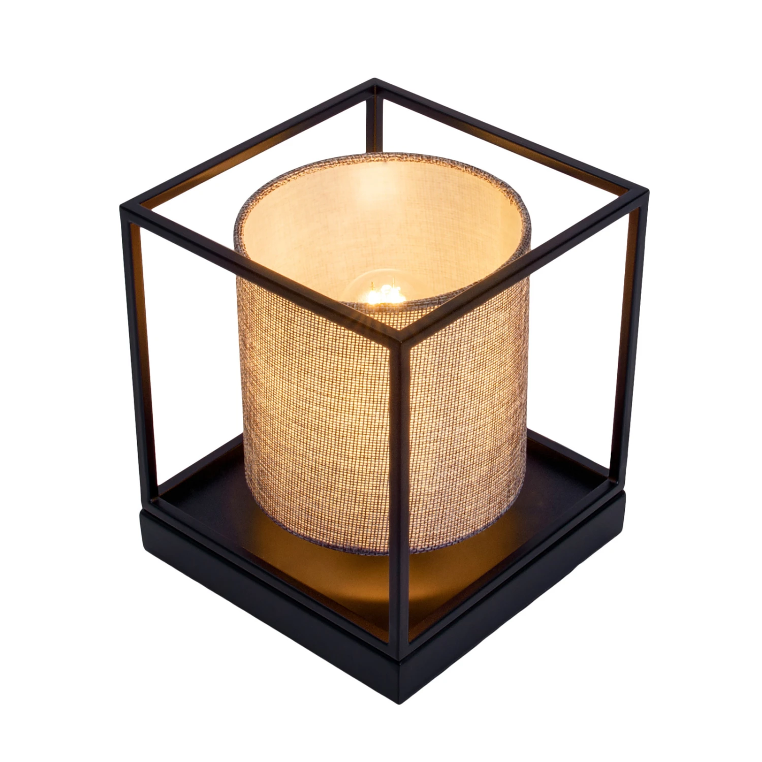 Lampe à Poser Beta En Métal Abat-jour Tissu Gris 3 Lampe à Poser Beta En Métal Abat-jour Tissu Gris