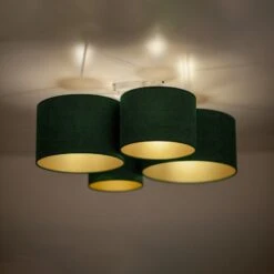 Euluna Lodge Plafonnier, à 4 Lampes, Vert/doré -Sélectionnez Les Magasins D'Éclairage 10011225 1