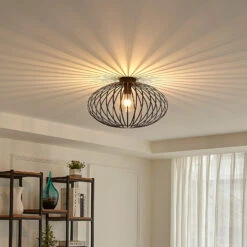 Lindby Maivi Plafonnier Cage Noir 50 cm