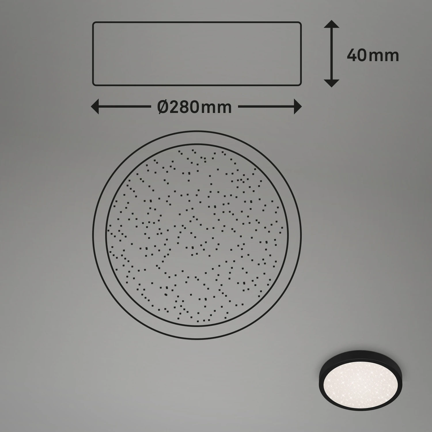 Plafonnier LED Runa, Ciel étoilé, Noir 6 Plafonnier LED Runa, Ciel étoilé, Noir – Image 4