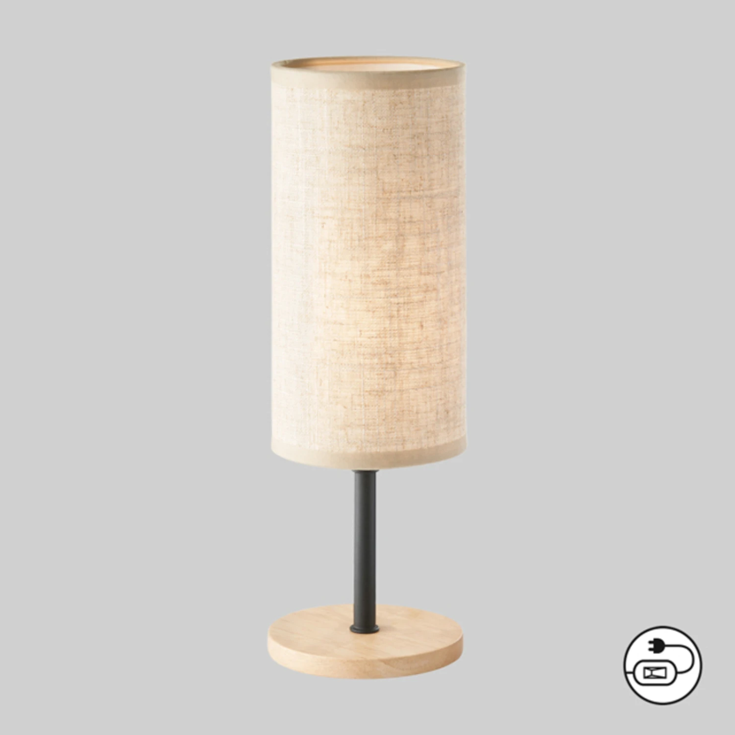 Lampe De Table Kira, Tissu, Noire/chêne Naturel 4 Lampe De Table Kira, Tissu, Noire/chêne Naturel – Image 2