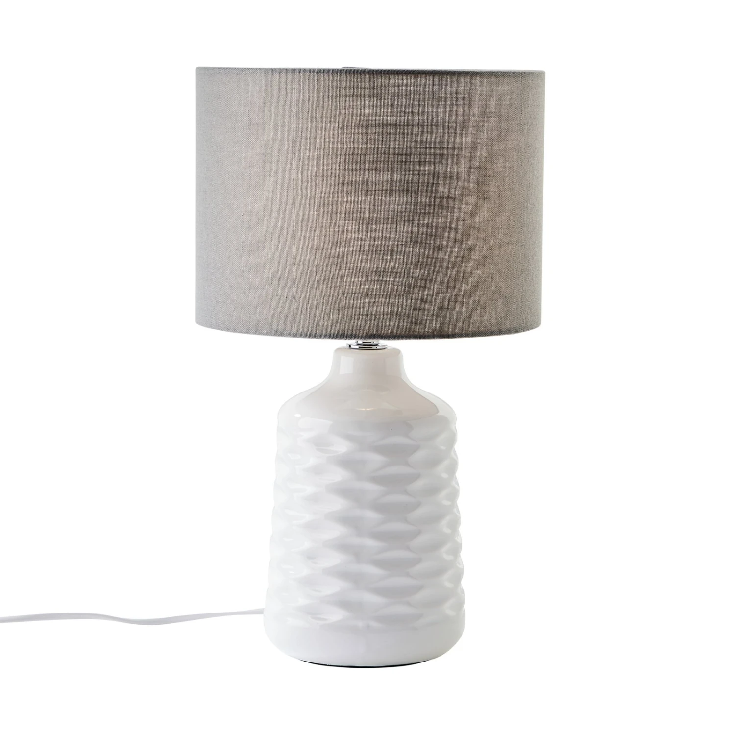 BRILLIANT Lampe De Table Ilysa, Tissu Gris, Céramique Blanc 3 BRILLIANT Lampe De Table Ilysa, Tissu Gris, Céramique Blanc