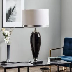 Lampe à Poser Lund Blanche Et Noire, Hauteur 60 Cm -Sélectionnez Les Magasins D'Éclairage 1089459 2