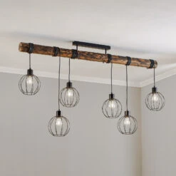 Plafonnier Karou, à 6 Lampes, Noyer