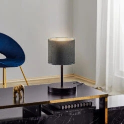 Lampe à Poser Jari Abat-jour Tissu, Gris Doré -Sélectionnez Les Magasins D'Éclairage 3071304 1