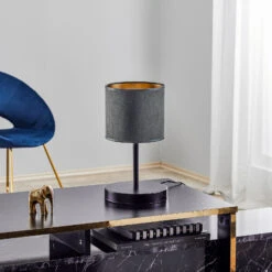 Lampe à Poser Jari Abat-jour Tissu, Gris Doré -Sélectionnez Les Magasins D'Éclairage 3071304 2