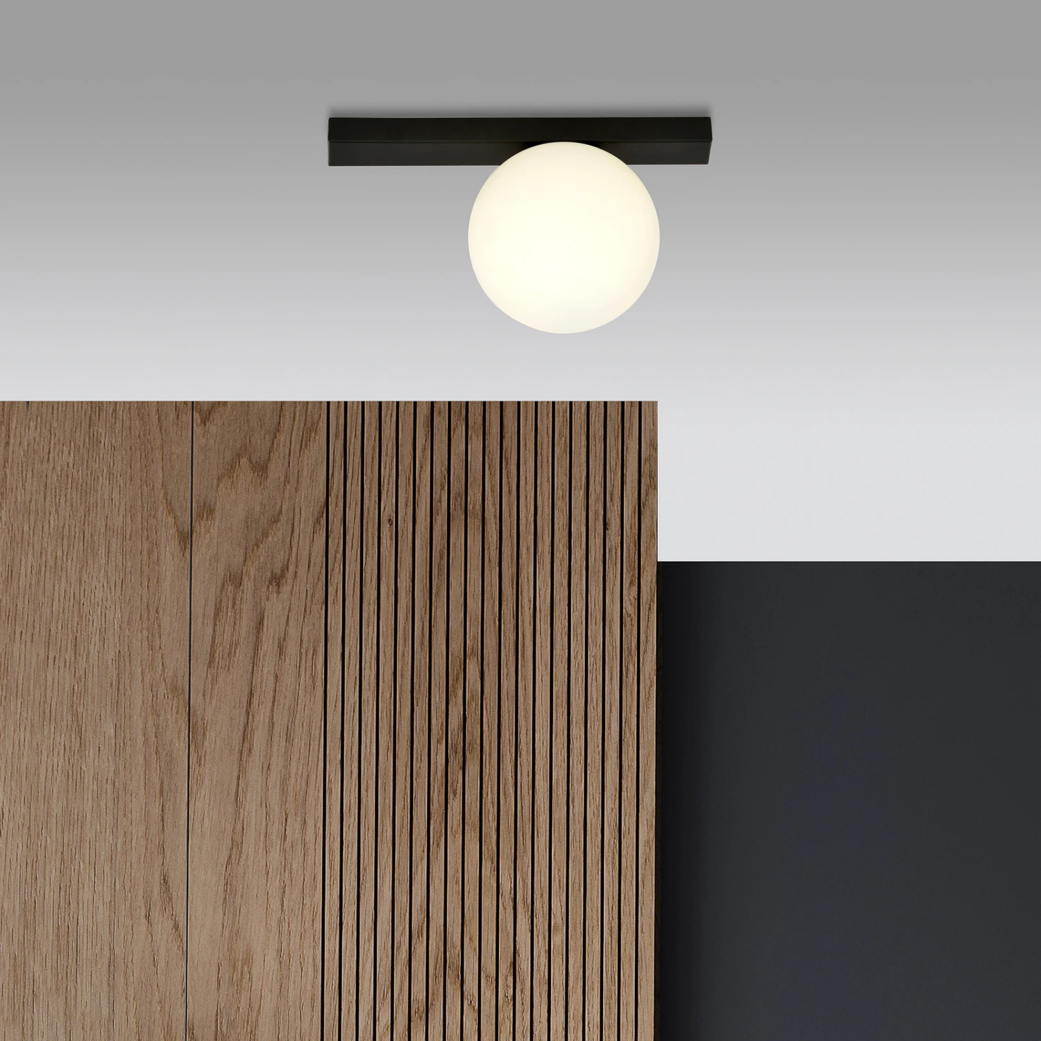 Plafonnier Fit, Noir/opale, à Une Lampe 5 Plafonnier Fit, Noir/opale, à Une Lampe – Image 3