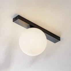 Plafonnier Fit, Noir/opale, à Une Lampe