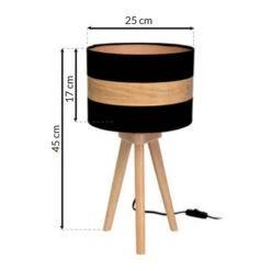 Lampe à Poser Terra En Bois Et Tissu, Noire -Sélectionnez Les Magasins D'Éclairage 3076369 3
