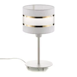 Lampe à Poser Helen Abat-jour Tissu Blanc-doré 14 Lampe à Poser Helen Abat-jour Tissu Blanc-doré -Sélectionnez Les Magasins D'Éclairage 4549238 3