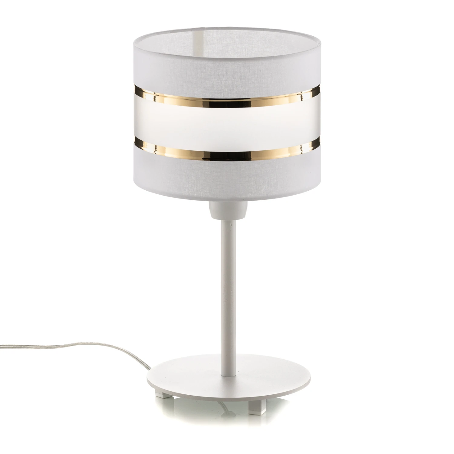 Lampe à Poser Helen Abat-jour Tissu Blanc-doré 6 Lampe à Poser Helen Abat-jour Tissu Blanc-doré – Image 4