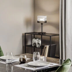 Lampe à Poser Helen Abat-jour Gris-noir-argenté 12 Lampe à Poser Helen Abat-jour Gris-noir-argenté -Sélectionnez Les Magasins D'Éclairage 4549293 1