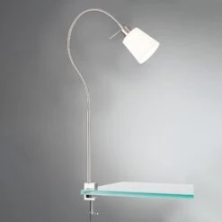 Lampe à Pince Jam, Abat-jour Tissu, Nickel/blanc