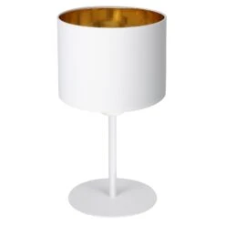 Lampe à Poser Soho, Cylindrique H34 cm Blanc/doré