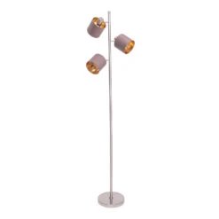 Lampadaire Maron, à Trois Lampes, Tissu, Brun/doré -Sélectionnez Les Magasins D'Éclairage 7001367 2