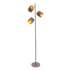 Lampadaire Maron, à Trois Lampes, Tissu, Brun/doré -Sélectionnez Les Magasins D'Éclairage 7001367 3
