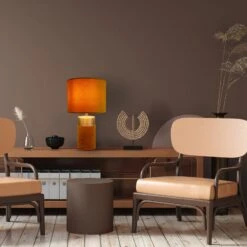 Lampe à Poser 3189514, Abat-jour Tissu, Orange -Sélectionnez Les Magasins D'Éclairage 7001383 1