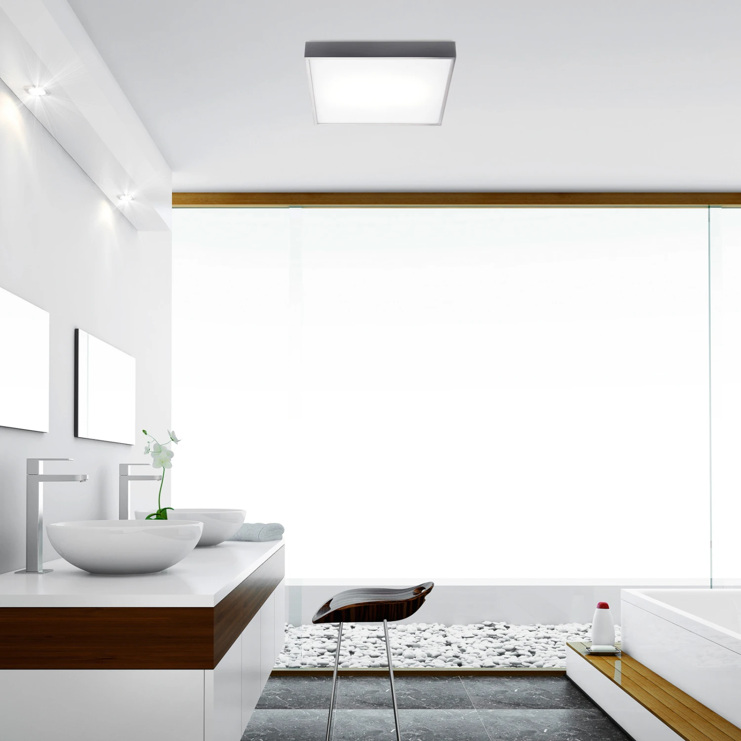 Plafonnier Apolo, IP44, 50 cm, Nickel 4 Plafonnier Apolo, IP44, 50 cm, Nickel – Image 2