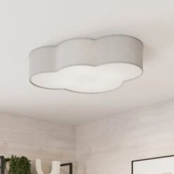 Plafonnier Cloud En Tissu, Longueur 62 cm, Gris