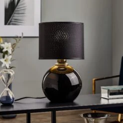 Lampe à Poser Palla, Ø 20 cm, Noire/dorée -Sélectionnez Les Magasins D'Éclairage 9050347 1