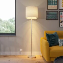 Lindby Smart Lampadaire Everly Abat-jour Tissu