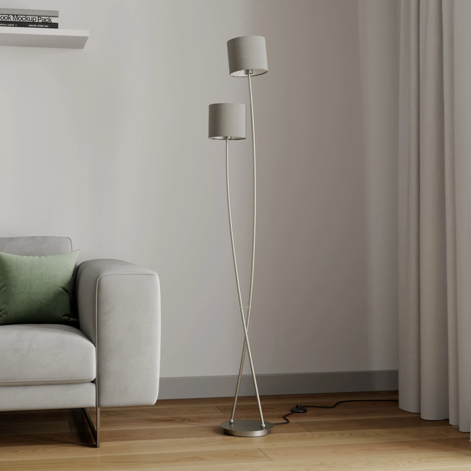 Lucande Juljana Lampadaire, 2 L., Abat-jour Tissu 5 Lucande Juljana Lampadaire, 2 L., Abat-jour Tissu – Image 3