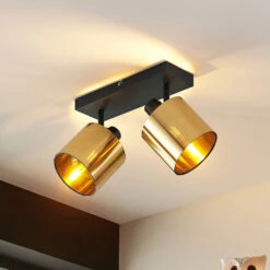 Lindby Joudy Plafonnier, 2 Lampes, Bronze Clair