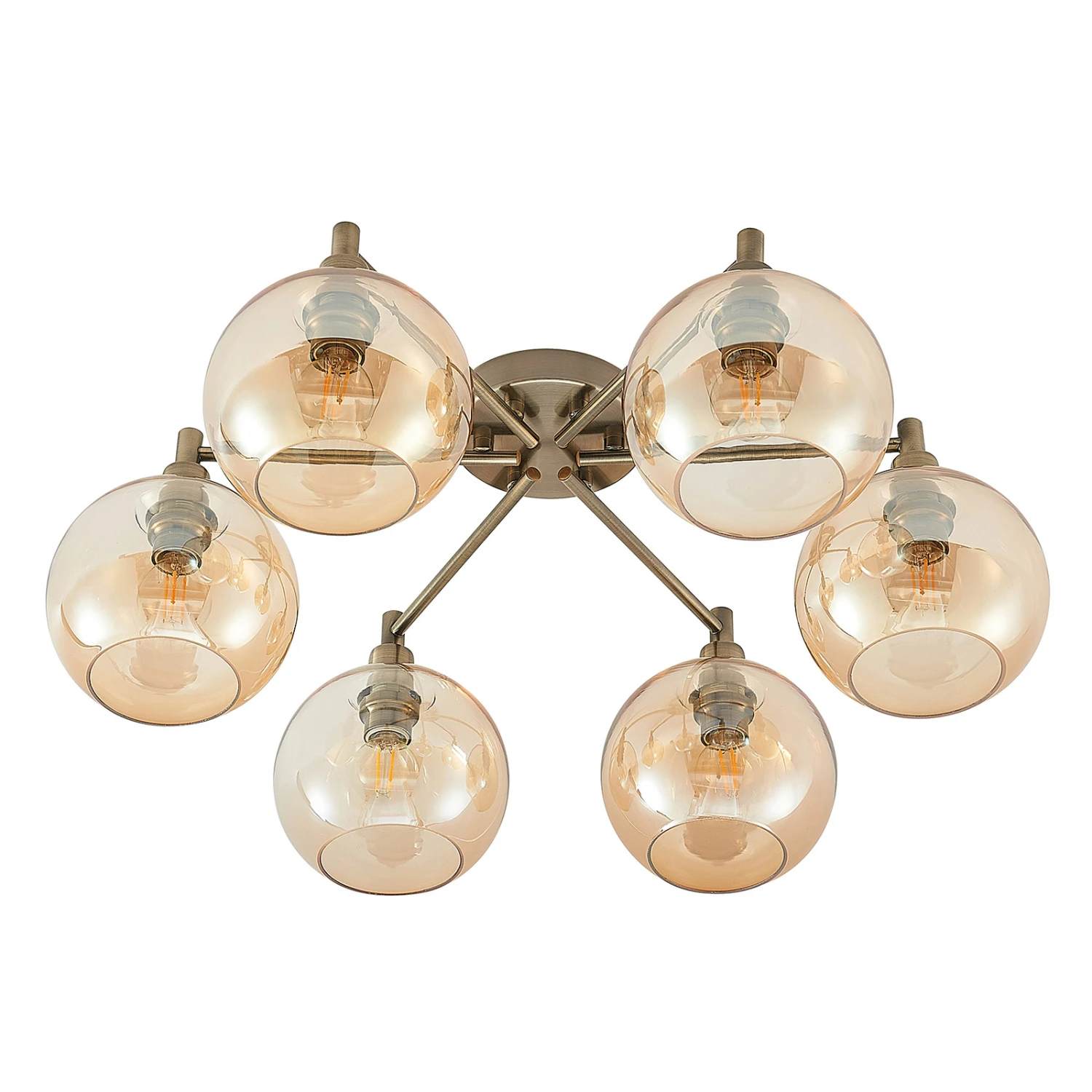 Lindby Jemissa Plafonnier, à 6 Lampes, Ambre 5 Lindby Jemissa Plafonnier, à 6 Lampes, Ambre – Image 3