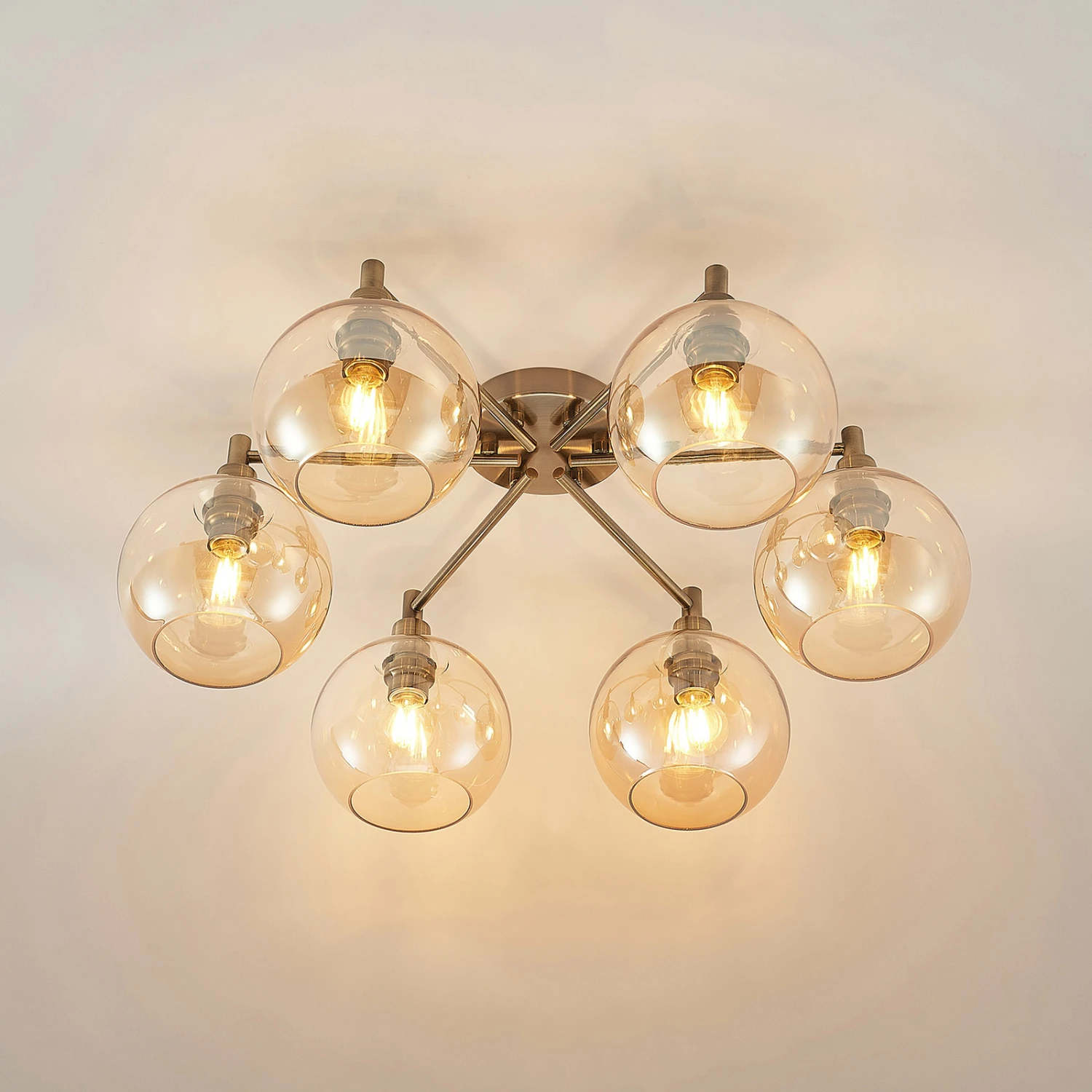 Lindby Jemissa Plafonnier, à 6 Lampes, Ambre 7 Lindby Jemissa Plafonnier, à 6 Lampes, Ambre – Image 5