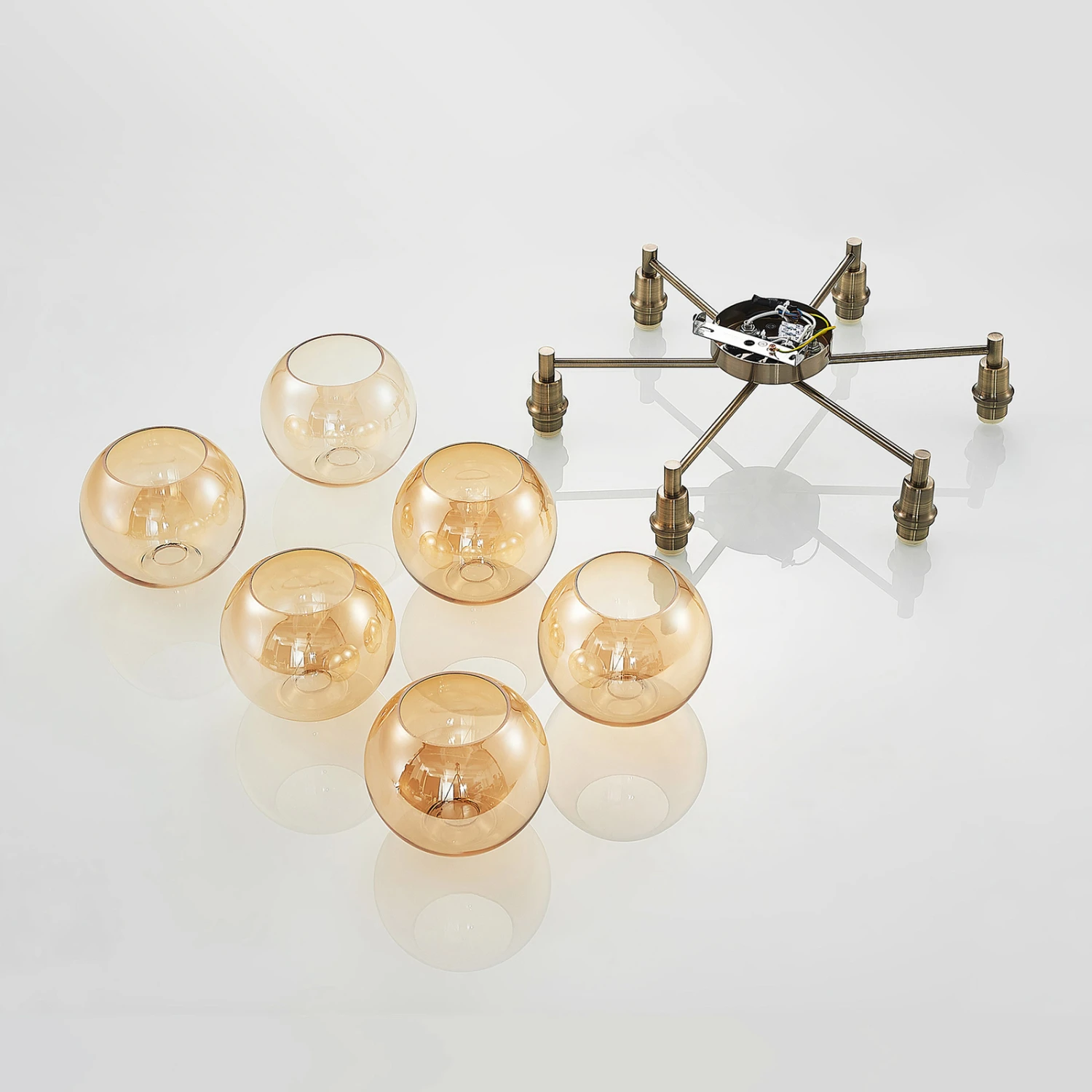 Lindby Jemissa Plafonnier, à 6 Lampes, Ambre 11 Lindby Jemissa Plafonnier, à 6 Lampes, Ambre – Image 9