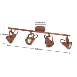 Lindby Scabra Spot Pour Plafond Rouille, 4 Lampes 15 Lindby Scabra Spot Pour Plafond Rouille, 4 Lampes -Sélectionnez Les Magasins D'Éclairage 9921043 4