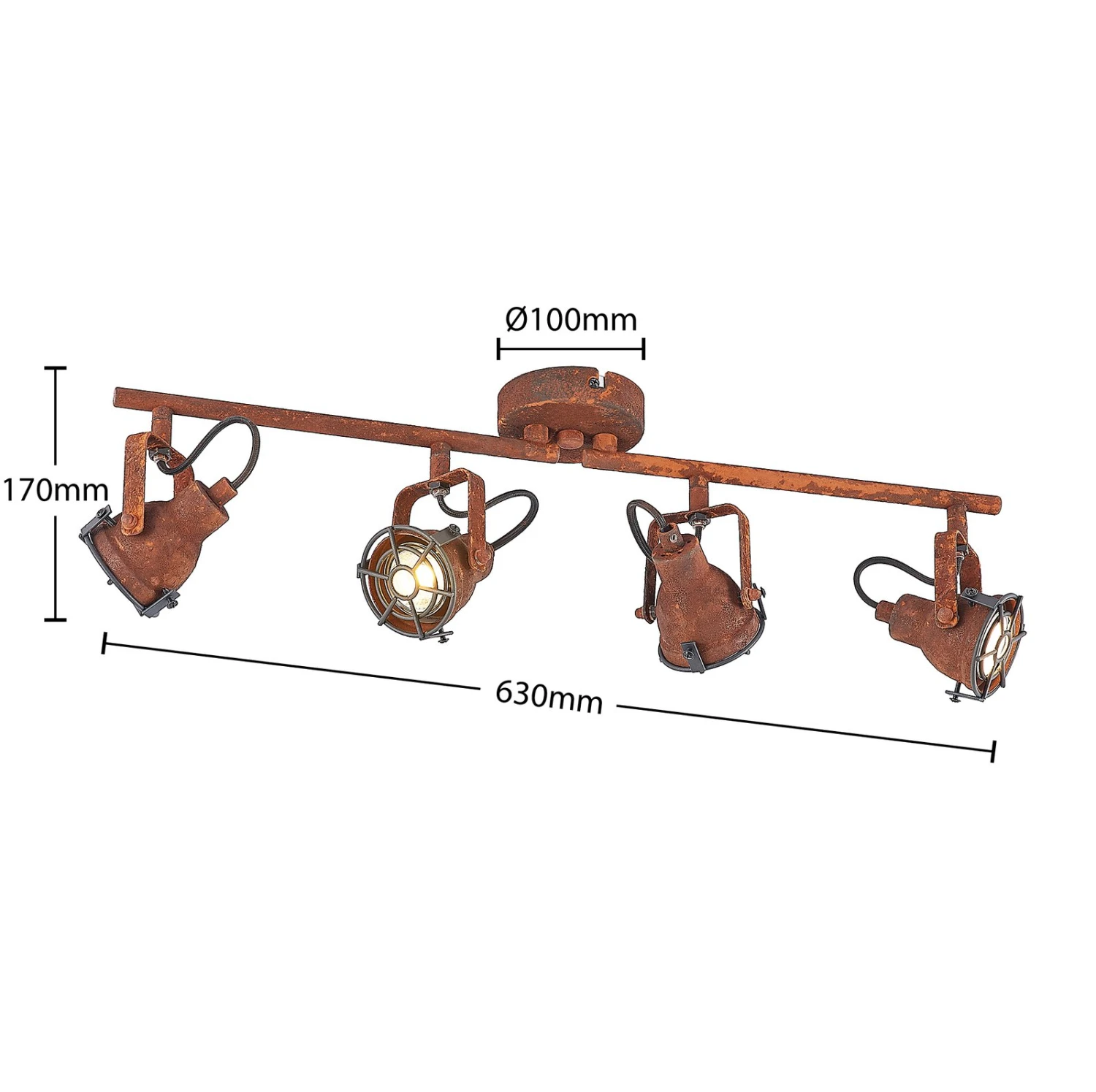 Lindby Scabra Spot Pour Plafond Rouille, 4 Lampes 7 Lindby Scabra Spot Pour Plafond Rouille, 4 Lampes – Image 5