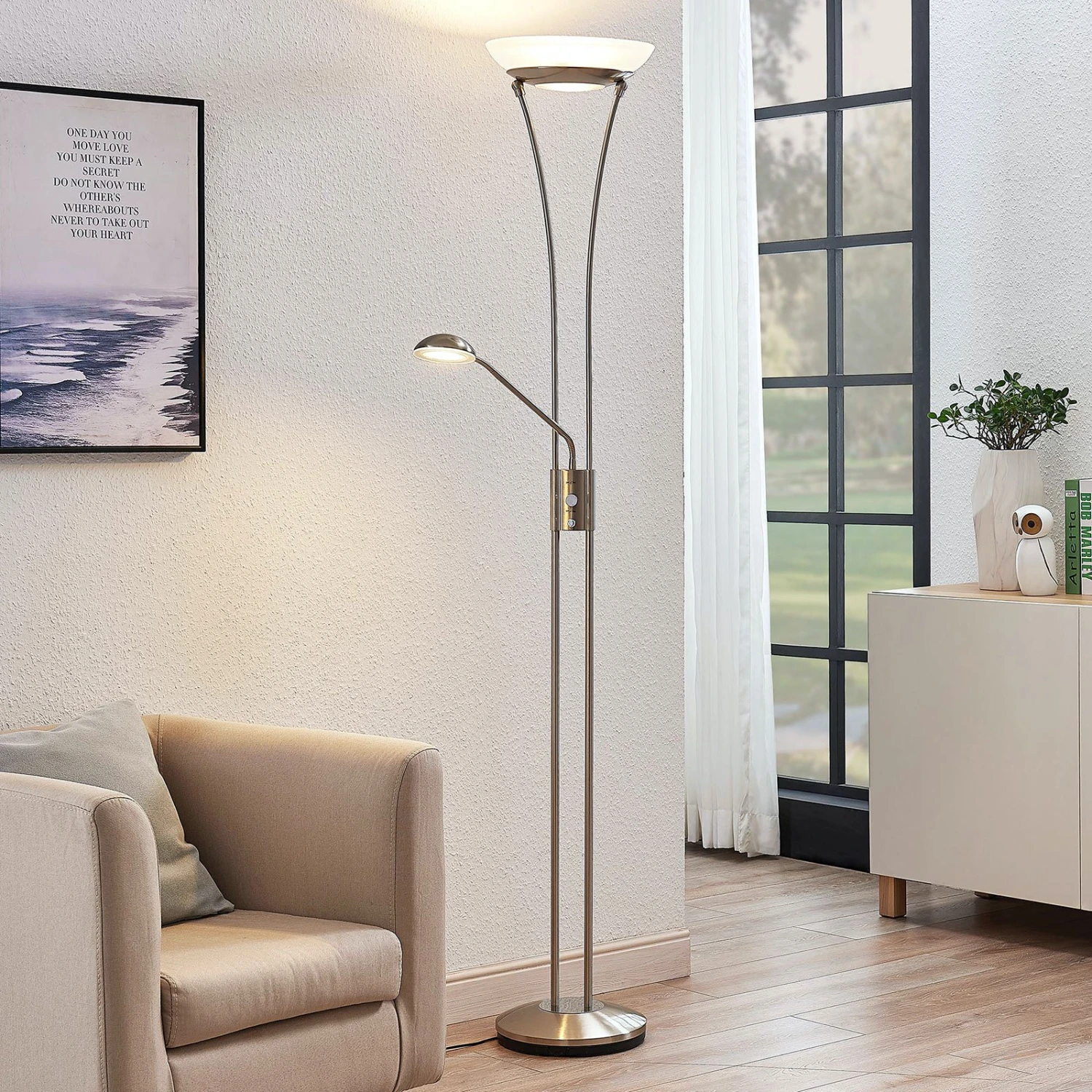 Lampadaire Indirect LED Amadou Liseuse, Nickel 2 Lampadaire Indirect LED Amadou Liseuse, Nickel