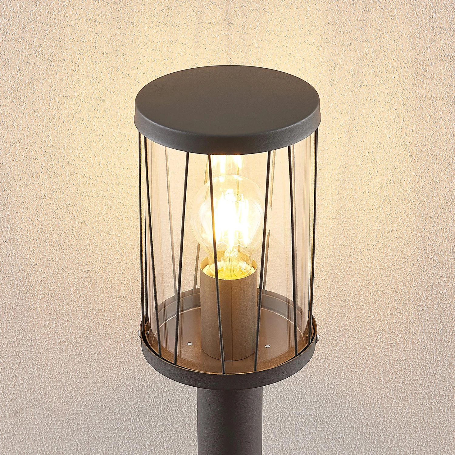 Lindby Yonan Borne Lumineuse Ronde E27, Gris Foncé 7 Lindby Yonan Borne Lumineuse Ronde E27, Gris Foncé – Image 5