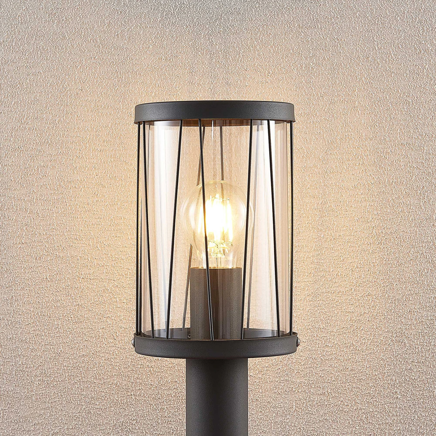 Lindby Yonan Borne Lumineuse Ronde E27, Gris Foncé 8 Lindby Yonan Borne Lumineuse Ronde E27, Gris Foncé – Image 6